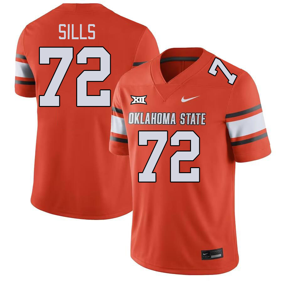 Oklahoma State Cowboys #72 Josh Sills College Football Jerseys Stitched Sale-Orange